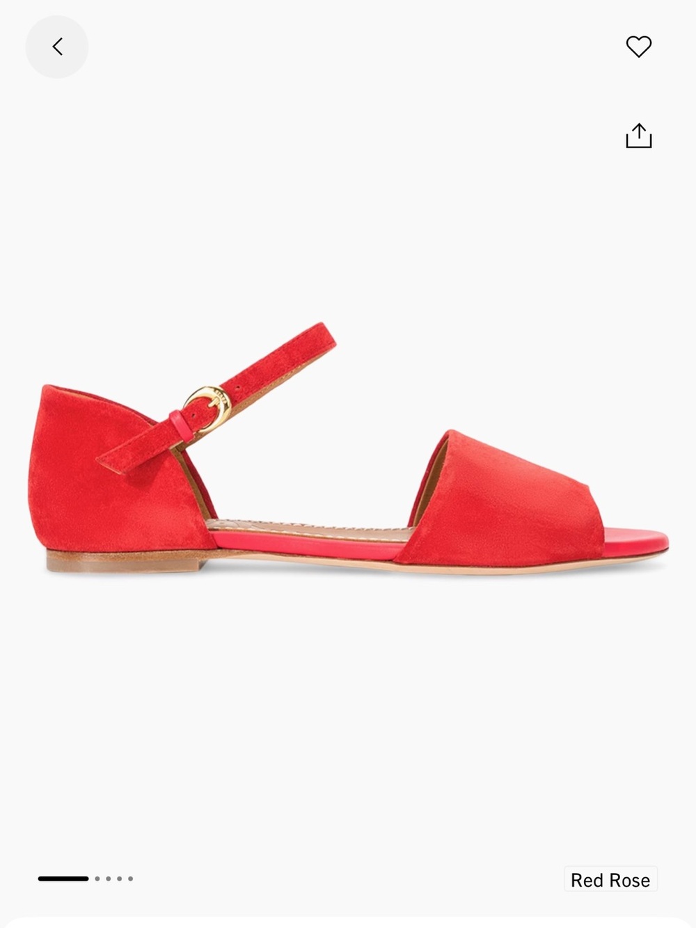 STAUD Red Rose Suede Ankle-Strap Flat Sandals